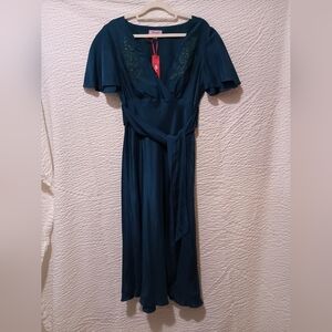 NWT Monsoon Teal Evening Dress with Elegant Detailing UK 12 M